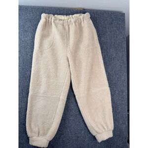 No. 6 Store Cream Sherpa Fleece Joggers Womens Small Beige High Rise Sweatpants